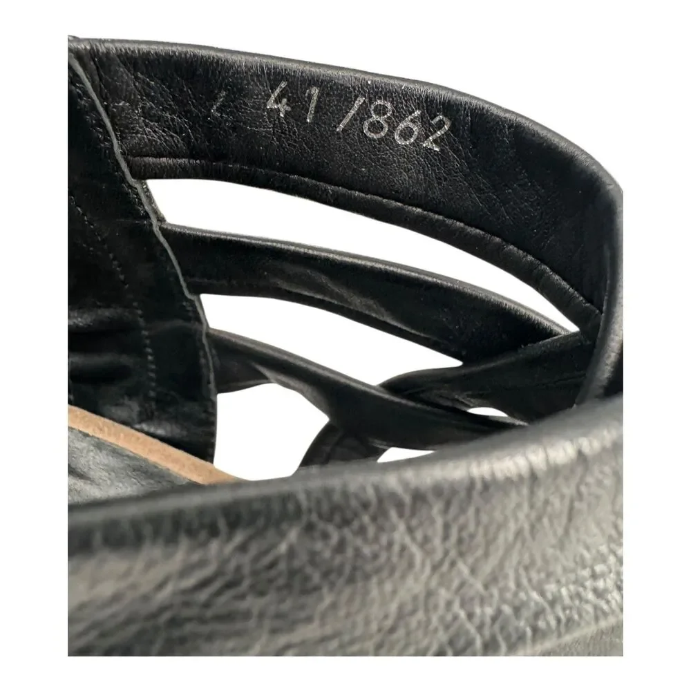 Bruno Premi Shoes Womens US 10/ 41 Black Leather Strappy Heeled Sandals Zip Back